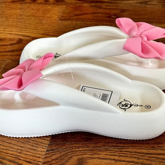 Pink Bow Ladies Eva Flip Flops NWT sz(8) - Picture 2 of 6
